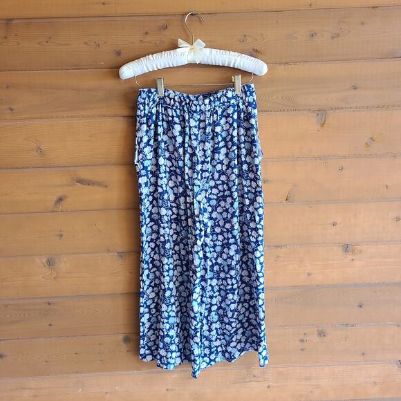Madewell Huston Pant Pull On Crop Blue French Floral S Wide Leg Boho Cottage - Picture 5 of 8
